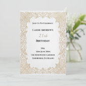 Invitation Anniversaire Milestone en Dentelle Beige (Debout devant)