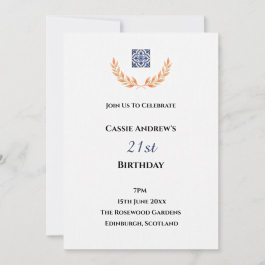 Invitation Anniversaire Minimal Blanc Étape (Devant)