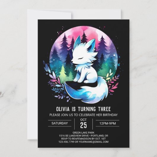 Invitation Anniversaire minimal de loup imprimable (Devant)
