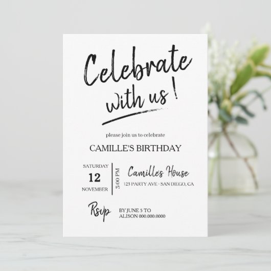 Invitation Anniversaire minimaliste (Debout devant)