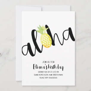 Invitation Anniversaire Minimaliste Aloha Hawaï Lu