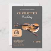 Invitation Anniversaire minimaliste de violon moderne (Devant)