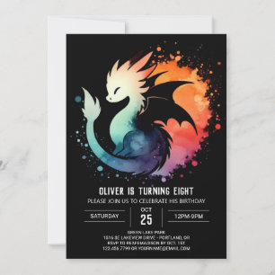 Invitation Anniversaire minimaliste du dragon rugissant