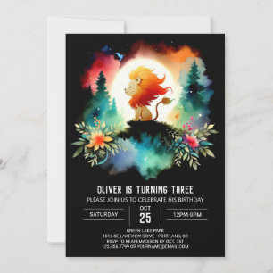 Invitation Anniversaire minimaliste du lion Imaginaire