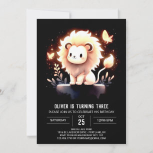 Invitation Anniversaire minimaliste du lion Imaginaire
