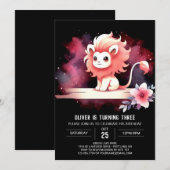 Invitation Anniversaire minimaliste du lion mignon (Devant / Derrière)