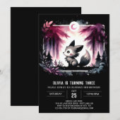 Invitation Anniversaire minimaliste du loup Whimsy (Devant / Derrière)