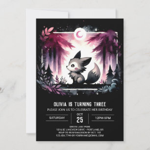 Invitation Anniversaire minimaliste du loup Whimsy