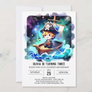 Invitation Anniversaire minimaliste du pirate enchanté