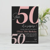Invitation Anniversaire minimaliste moderne noir et blanc ros (Debout devant)