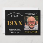 Invitation Anniversaire Modèle photo Elegant Chic Black Gold (Devant)