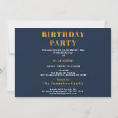Invitation Anniversaire Modèle photo Elegant Chic Blue Gold (Dos)