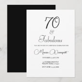 Invitation Anniversaire Moderne 70 ans et Fabuleux (Devant / Derrière)