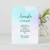 Invitation Anniversaire Moderne Abstrait Bleu & Violet Aquare (Debout devant)