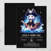 Invitation Anniversaire moderne adorable Pirate (Devant / Derrière)