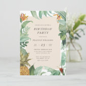 Invitation Anniversaire moderne Anniversaire Feuille (Debout devant)