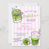 Invitation anniversaire moderne au matcha avec ray (Devant)