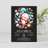 Invitation Anniversaire moderne Axolotl imprimable (Debout devant)