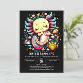 Invitation Anniversaire moderne Axolotl personnalisé (Debout devant)