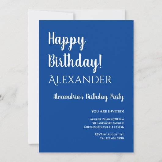 Invitation Anniversaire Moderne Bleu Joyeux anniversaire (Devant)
