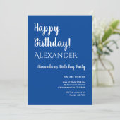 Invitation Anniversaire Moderne Bleu Joyeux anniversaire (Debout devant)