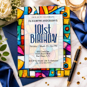 Invitation Anniversaire Moderne Cubiste 101 Ans