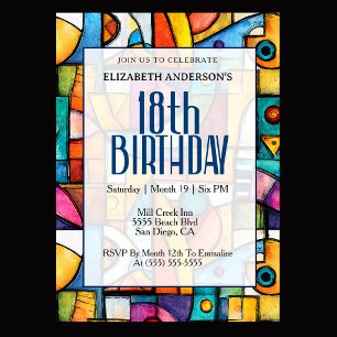 Invitation Anniversaire Moderne Cubiste 18 Ans