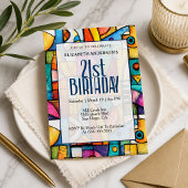 Invitation Anniversaire Moderne Cubiste 21 Ans