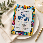 Invitation Anniversaire Moderne Cubiste 75 Ans