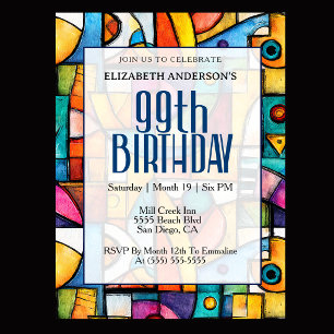 Invitation Anniversaire Moderne Cubiste 99 Ans