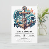 Invitation Anniversaire moderne d'Ahoy (Debout devant)