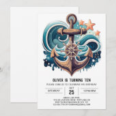 Invitation Anniversaire moderne d'Ahoy (Devant / Derrière)
