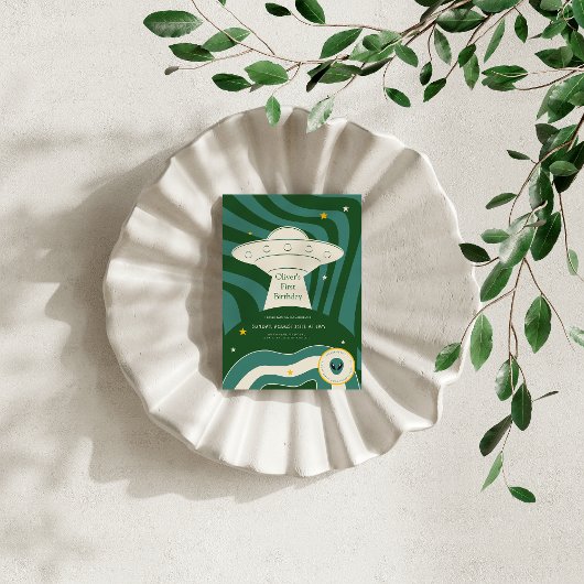 Invitation Anniversaire moderne d'alien 1 an