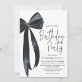Invitation Anniversaire moderne de Black Bow (Devant)