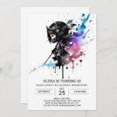 Invitation Anniversaire moderne de Boho Little Ninja (Devant / Derrière)