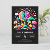 Invitation Anniversaire moderne de Candy Wonderland (Debout devant)