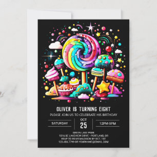 Invitation Anniversaire moderne de Candy Wonderland