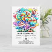 Invitation Anniversaire moderne de Candyland (Debout devant)
