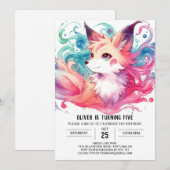 Invitation Anniversaire moderne de Fox (Devant / Derrière)