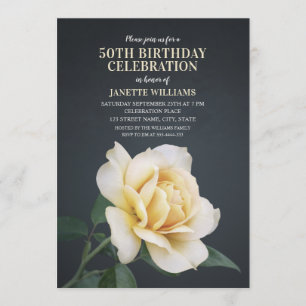 Invitation Anniversaire moderne de l'élégante rose jaune flor