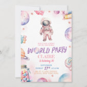 Invitation Anniversaire Moderne Doux Galaxie Hors de Ce Monde (Devant)