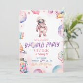 Invitation Anniversaire Moderne Doux Galaxie Hors de Ce Monde (Debout devant)