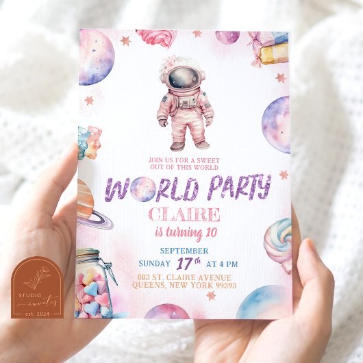 Invitation Anniversaire Moderne Doux Galaxie Hors de Ce Monde