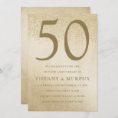Invitation Anniversaire moderne du 50e Mariage d'or (Devant / Derrière)