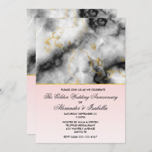 Invitation Anniversaire moderne en marbre gris blanc