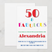 Invitation anniversaire moderne et colorée 50 ans (Devant / Derrière)