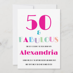 Invitation anniversaire moderne et colorée 50 ans