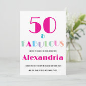 Invitation anniversaire moderne et colorée 50 ans (Debout devant)