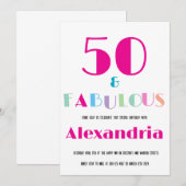 Invitation anniversaire moderne et colorée 50 ans (Devant / Derrière)