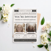 Invitation anniversaire moderne journal photo pers